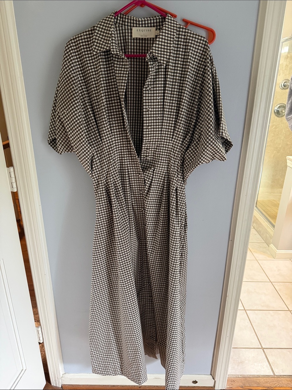 Exquisite Brown & White Gingham Shirt Dress from Anthropologie
